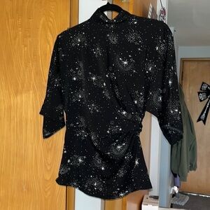 TOPSHOP Star Print Origami Tuck Blouse size 2 excellent condition
